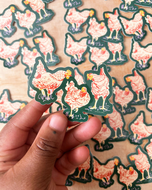 Three Chickens Sticker