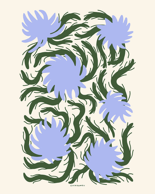 Blue Thistle Print