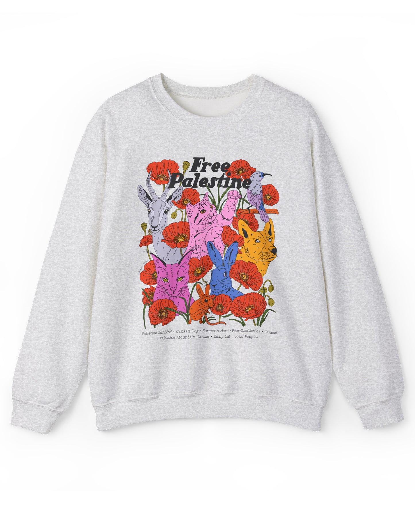 Free Palestine Animals and Plants Crewneck Sweatshirt