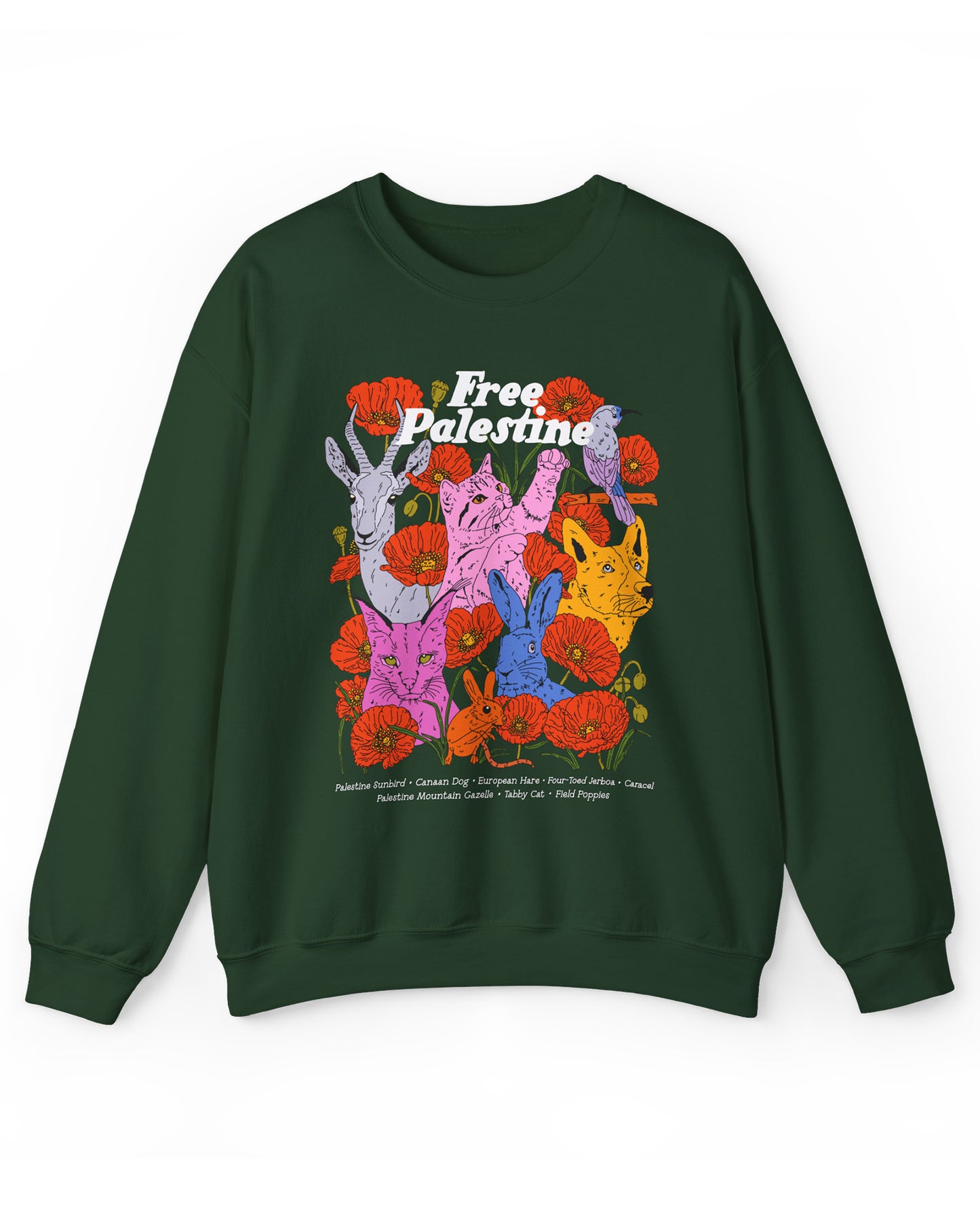 Free Palestine Animals and Plants Crewneck Sweatshirt