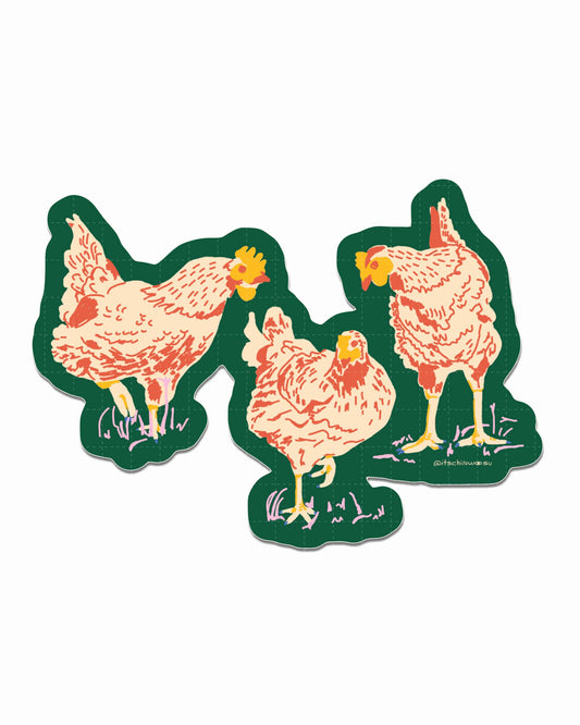 Three Chickens Sticker